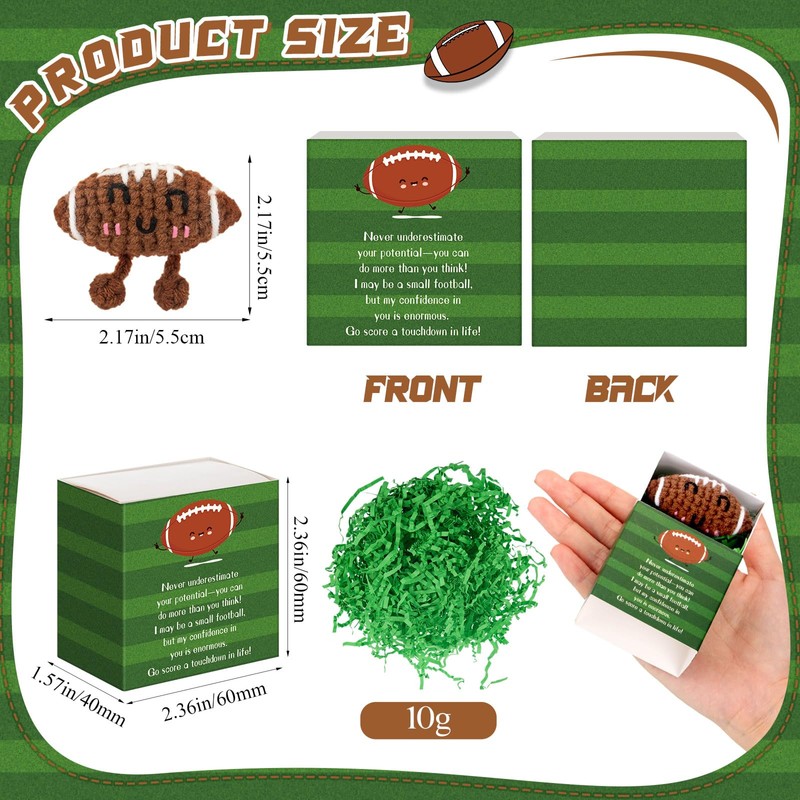 Tudomro 20 Set Crochet Football Stuffed Gifts Bulk Inspirational Box