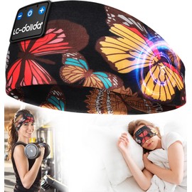 LC-dolida Sleep Headphones Headband Bluetooth 5.4, Sports Headband Earphones Wireless with Speaker Microphone USB C for Women Sleeping Gift Workout Jogging Yoga Insomnia Travel Meditation, Butterfly