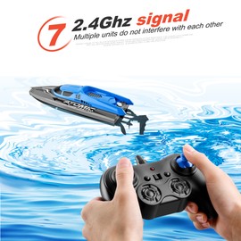 RC Boat Remote Control Boat 30KM/H High Speed IPV7 Waterproof 2.4GHz 4 Channel Racing Boat for Kids Adults
