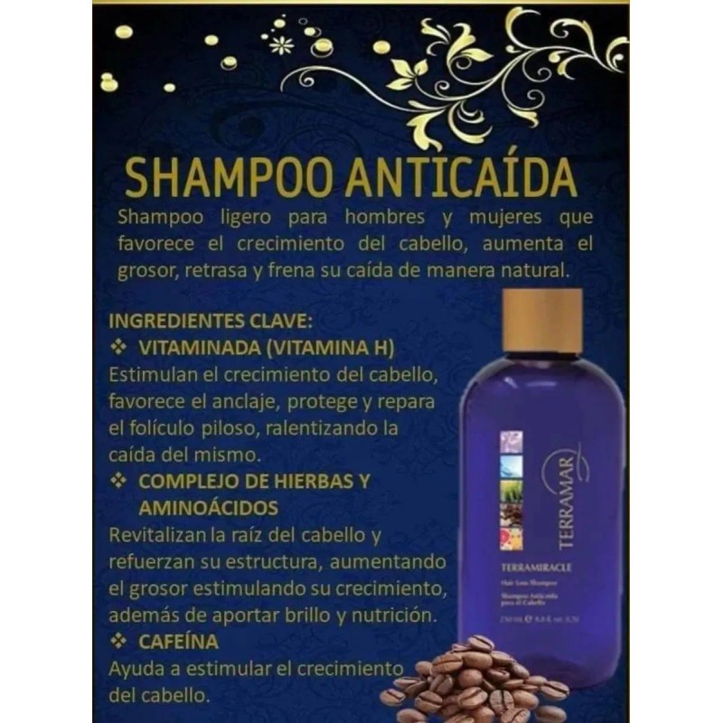 Kit Anticaida Shampoo + Gel + Suero Crecimiento Terramar