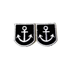 TH Set of 2 Tiny. Mini Black Anchor Sailor Cute Cartoon Patches Sew Iron on Embroidered Applique Badge Sign Patch Clothing Costume