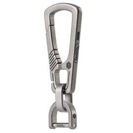 [KeyUnity] KM04 Titanium Carabiner Keychain Clip Quick Release EDC Key Holder Organizer with Key Ring Small Sandblasted, KM16SW