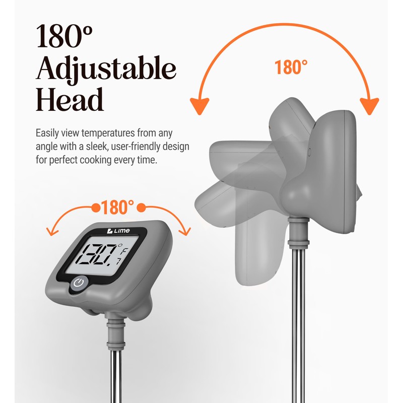 Digital Candy Thermometer with Pot Clip, 10" Long Stainless Steel