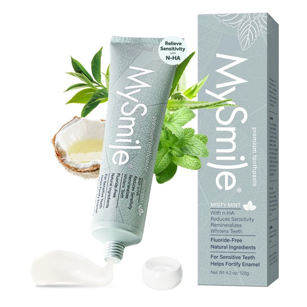 MySmile Nano Hydroxyapatite Fluoride Free Toothpaste for Sensitive Teeth, Remineralizing
