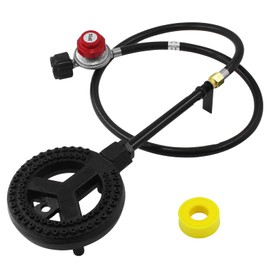 MCAMPAS Cast Iron Wok High Pressure Burner Head Replacement Build in Stand Cooktop Parts with 20PSI Propane Regulator Hose and Manifold Pipe