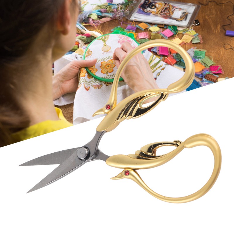Scissors Retro DIY Swan Shaped Cross Stitch Household Cloth Cutting