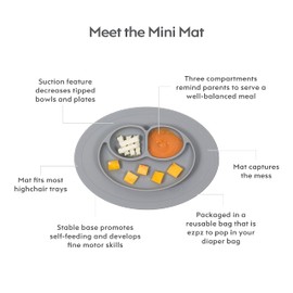 Plato Autoadherible Silicon para Bebé EZPZ Mini Mantel Individual Antideslizante, Verde (Sage), 6+ Meses