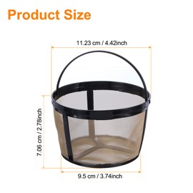 uxcell 12 Cup Coffee Filter Basket, Reusable Coffee Filter Brew Basket Replacement, Coffee Maker Filter Basket with Mesh Bottom, Gold