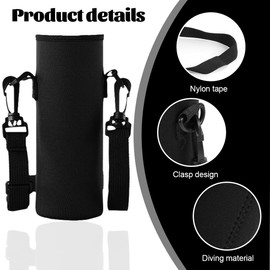 JEYORZY 1 x Water Bottle Holder, Universal Water Bottle Bag, Neoprene Water Bottle Bag, Protective Cover with Removable Adjustable Carry Strap, for Hiking, Running, Walking, Trekking