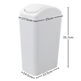 Buyitt Plastic Swing Bin Trash Bin, Waste Bin with Lid, 14 L, 1 Pack