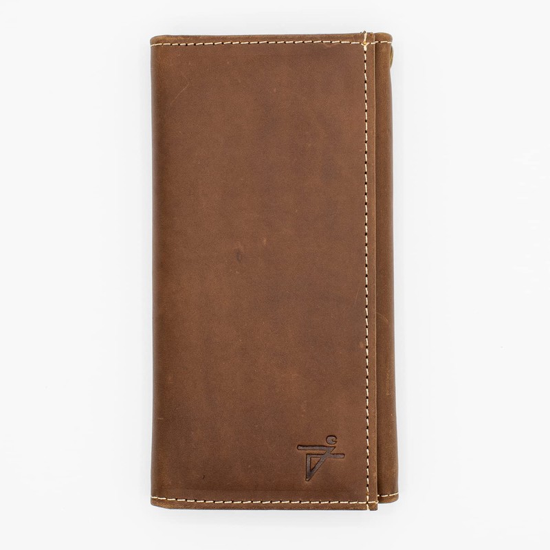 Genuine Leather Long Wallet for Men, Trifold & Checkbook, RFID