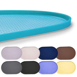 Hubulk 100% Waterproof Silicone Pet Feeding Mat with Raised Edge for Food and Water, Dog Bowl Mats, Cat Bowls Placemat with High Lip Protects Floor for Cats and Dogs(Teal, 19" L x 12" W)