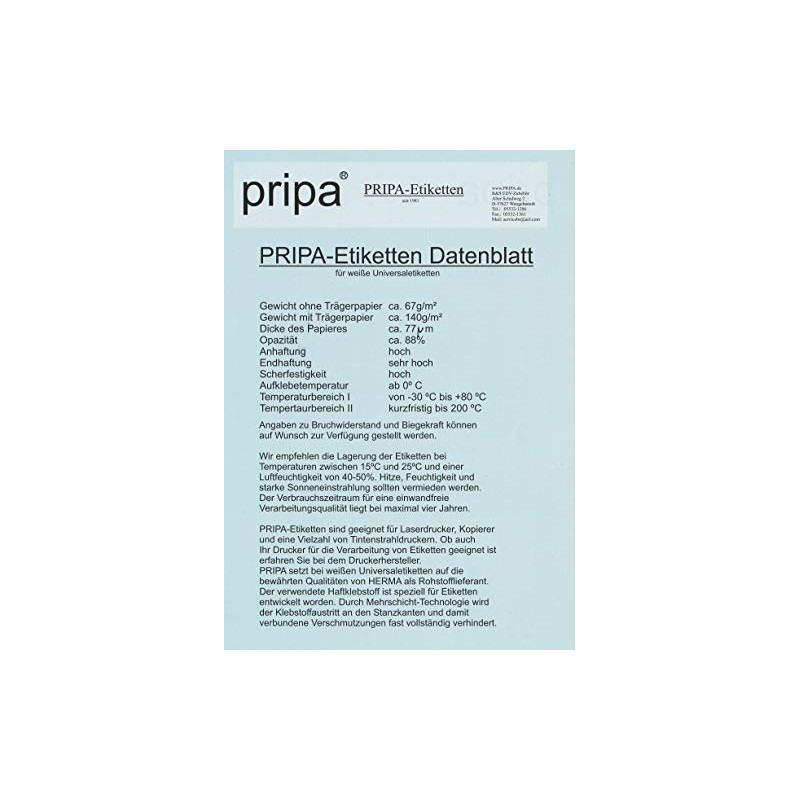 pripa - Etikett 99,1 x 67,7 mm - 8 Stueck