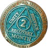 Recoverychip 2 Month AA Medallion Reflex Aqua Glitter and Gold Plated 60 Day Chip