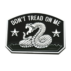 1x Gadsden Flag Rattlesnake Car Emblem 3D Decal Sticker with Don't Tread ON ME Slogan Fit for Car Truck Motorcycle Window Door and Flat Surface (Chrome)