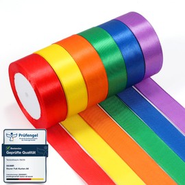 ihaspoko 25mm Wide Satin Ribbon – 6 Polyester Satin Ribbon, 22 m Gift Ribbon for Gift Wrapping, Weddings, Crafts