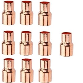 EZ-FLUID Plumbing 3/4" X 1/2" C X C Copper Reducer Coupling, LF Pressure Reducing Copper Coupling Fittings With Stop,Sweat Solder Copper Pipe Connection for Residential,Commercial. (10 Pack)