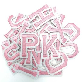Jongdari Jongdari Iron on Letters, 52 Pcs Alphabet Patches with Ironed Adhesive, Decorate Repair Patches for Shirts Jackets Hats Jeans Shoes Bags(Pink)
