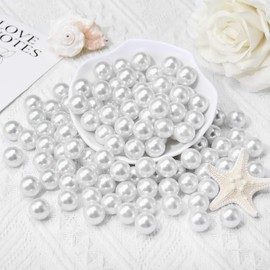 Towenm - 220 perlas blancas de 14 mm para manualidades, perlas sin agujeros para relleno de jarrón, perlas redondas de ABS sintético para velas flotantes, centros de mesa, jarrones, soporte para