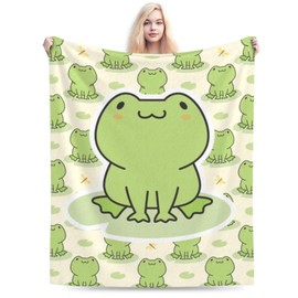 Cute Frog Blanket Soft Comfy Flannel Throw Blankets Lightweight Warm Bed Throws Plush for Couch Sofa Camping Office Travel Home Bedroom Decor Girls Boys Teens Kids Gifts 50"X40"
