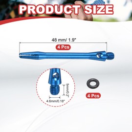 PATIKIL Aluminum Dart Shafts 48mm, 4 Pack 2BA Thread Dart Stems Replacement Accessories with Rubber Rings for Steel Tip, Sky Blue