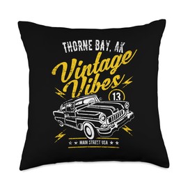 Thorne Bay Alaska USA Vintage Vibes Car Distressed Design Throw Pillow