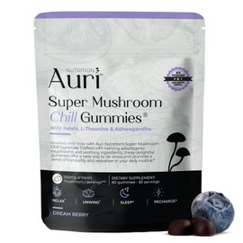 Auri Super Mushroom Chill Gummies Natural Calming Aid  Stress Reduction Suplemento Para Adultos WReishi Mushroom, Ashwagandha, L-Teanina Desenrolla...