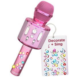 Move2Play, Kids Karaoke Microphone | Includes Stickers & Bluetooth | Kids Birthday Gift | Toy for All Ages 2, 3, 4, 5, 6+ Year Old Girls, Boys & Toddlers (All Pink)