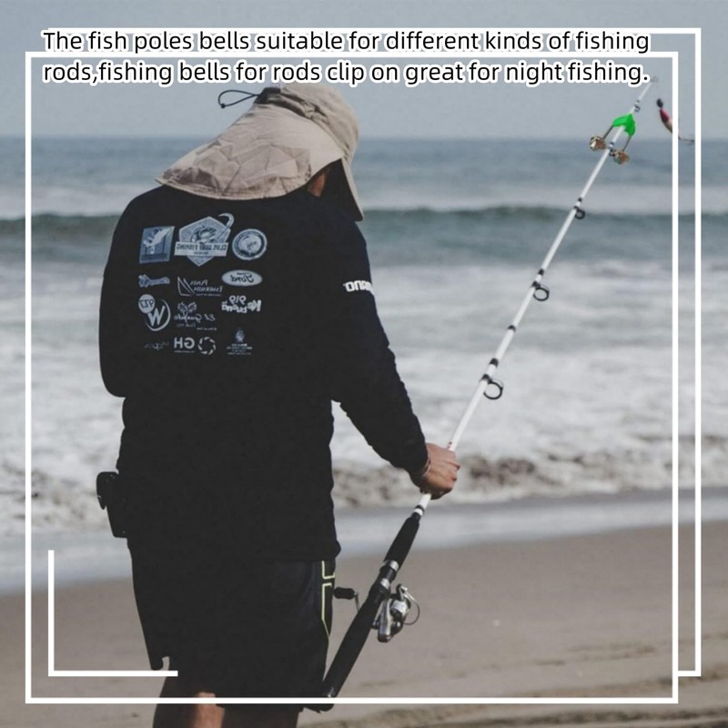 20 Pcs Fishing Rod Alarm Dual Alert Bells Green Silver