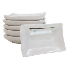 Ebros Gift Modern Yukino Hana Snow Flowers Melamine Dinnerware Serveware Kitchenware Set Japanese Chinese Restaurant Supply (Pack Of 6 Rectangular Condiment Sauce Dishes 2oz)