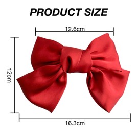 SWYSGS Retro Bow Hair Clip, Satin Bow Hair Clip, Satin Bow Girl Headpiece (Black and Red)16.2cm