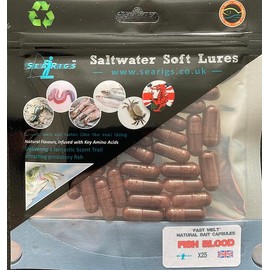 searigs™ Fish Blood Natural sea fishing Bait Capsules for attracting Cod, Bass, Conger, Ray, Pike and Flatfish x25 Capsules