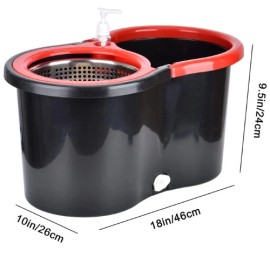 360° Spin Mop & Bucket Set w/ Wringer, 3 Refills, 61" Handle, Floor Cleaner