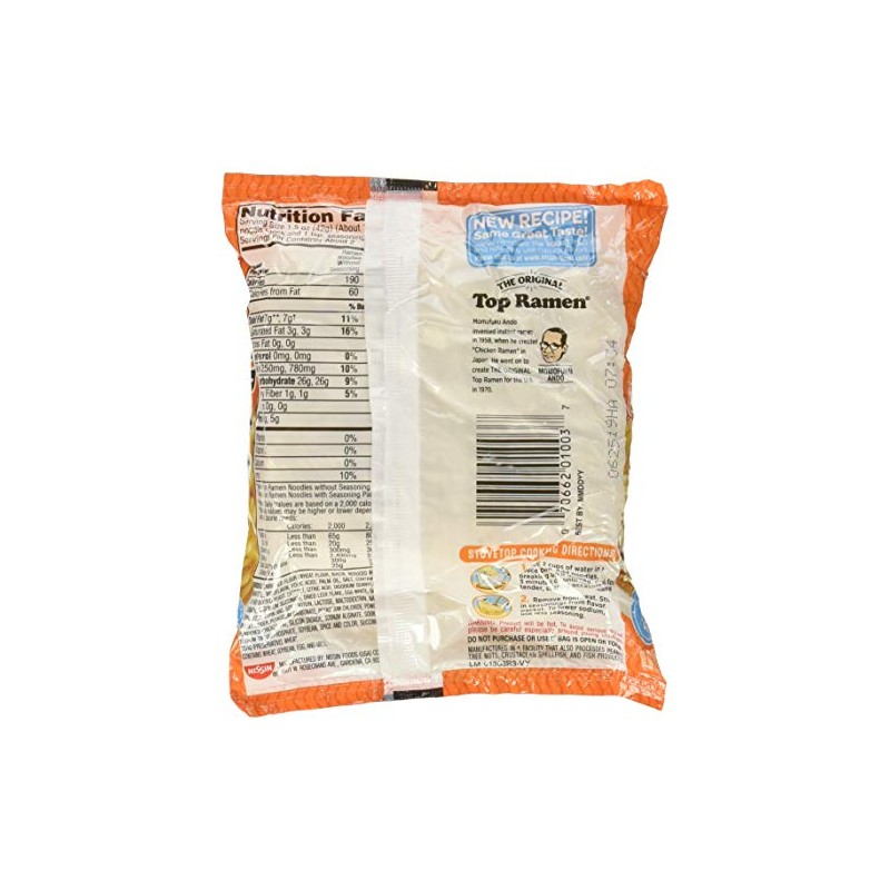 Nissin Top Ramen Noodle Soup Chicken Flavor 3 Ounce Packages