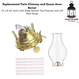 Light of Mine Replacement Parts Chimney and Queen Anne Burner (3" x 10" Regular Chimney)