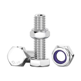 Drenky Bolts and Nuts Set, M8 Nuts and Bolts Assortment 304 Stainless Steel Hex Bolts and Lock Nuts M8 x 30mm Machine Screws and Nut for Machinery, Furniture, Car, Bike, Ship, 3D Printing, 10 Pcs