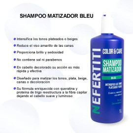Shampoo Matizador Azul Sin Sal Neutraliza Tonos Amarillos
