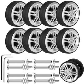Pack of 8 Suitcase Castors Replacement 60 x 19 mm, Trolley Wheels Replacement, Silver Luggage Replacement Wheels, Replacement Universal Wheels Set, Suitcase Wear-resistant Rubber Replacement Wheels,