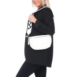 simaranda Women's Bum Bag Stylish Shoulder Bag Waist Bag Body Bag Belt Crossbody Bag Shoulder Bag with Adjustable Strap 25 (White, Small 23 x 14 x 7 cm)