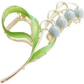 Juroicessry Blue Lily of The Valley Flower Hair Clip Metal Hairpin, Nature-Inspired Hair Accessory for Thick and Thin Hair, Women Hair Clips and Barrettes