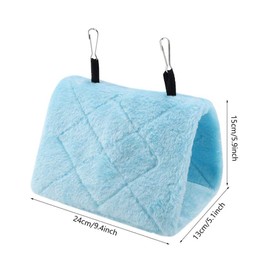 TOPINCN Peony Parrot Hammock Bird Nest Warm Soft Plush Hammock Hanging Cage Tent for Birds Parrot Winter Warm Bed Pet Toy Pouch Cotton Bed (M-Blue)