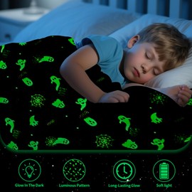 HZVRTN Cuddly Blanket Children's Unicorn/Dinosaur/Space Blanket, Cuddly Blanket Glow in the Dark, Warm Blanket, Fluffy Gifts for Boys, Girls, Sofa, Children's Blanket (Pumpkin B, 150 x 200 cm)