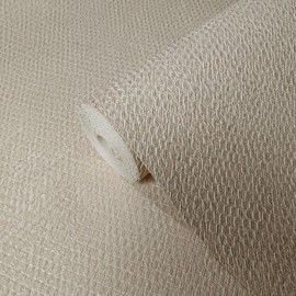 Embossed Modern Copper Rose Gold Metallic Faux Woven Fabric Textured Wallpaper