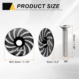 sourcing map Headset Top Cap 1-1/4 Aluminum Alloy Cycling Stem Top Cap Cover with Bolt for MTB Road Mountain Bike, Black