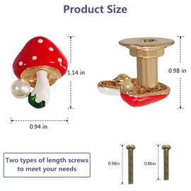 Mewuthede Mushroom Shapes Drawer knobs,4 Pieces Single Hole Pulls Handles Knob,Door Handle Metal Decorative for Cabinet Closet Drawer Dresser Wardrobe Cupboard (Mushroom)