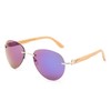 Newbee Fashion - Bamboo Arm Oversized Rimless Aviator Sunglasses with