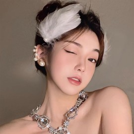 Feather Hair Clips for Women Girls Side Hair Clips for Women Formal Wedding Hair Clips for Brides Bridesmaids White Fairy Hair Accessories Wing Decorative Hair Clips for Fine Hair Styling Barrettes