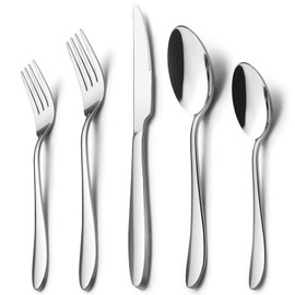 HaWare 60-Piece Silverware Set for 12, Stainless Steel Flatware Cutlery Tableware for Home, Modern Ergonomic Eating Utesils, Mirror Polished, Dishwasher Safe