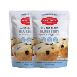 Miss Jones Baking Blueberry Muffin Mix - Almond Flour, Gluten Free, Low Carb, No Sugar Added, Naturally Sweetened Desserts & Treats - Keto, Diabetic, Atkins, WW, and Paleo Friendly (Pack of 2)