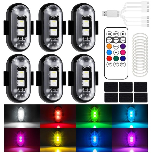 EOPUOZS 6 Stück Kabellose LED Lichter Autos, Wasserdicht Auto Antikollisionslichter